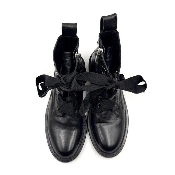 Zadig & Voltaire Shoes - Zadig & Voltaire Black Leather Ribbon-Lace Combat Boots
